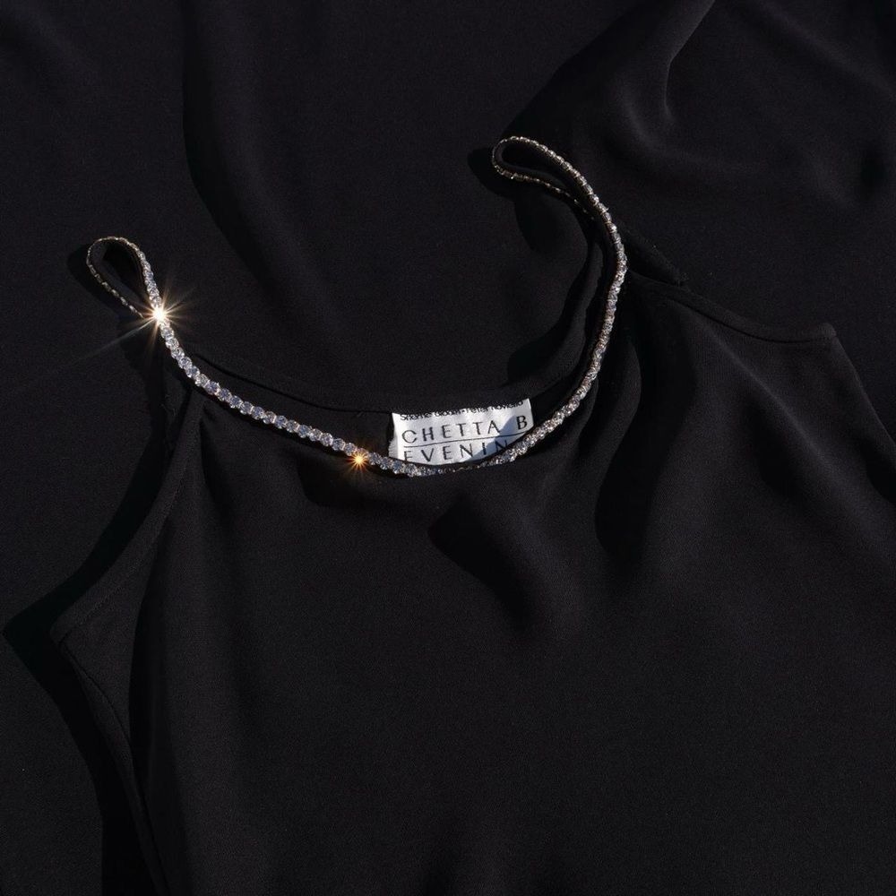Gorgeous 90s Chetta B. Evening black bias cut slip dress - Picture 2 of 8